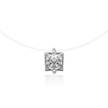 Princess Cut Moissanite Illusion Necklace in Gold-Plated S925 sterling silver alternate metal color white background product view showing a crisp princess-cut solitaire floating at the neckline