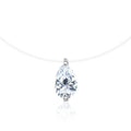 Pear Cut Moissanite Illusion Necklace in Gold-Plated S925 sterling silver alternate metal color white background product view showing a pear-cut solitaire suspended from a fine illusion line
