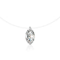 Oval Cut Moissanite Illusion Necklace in Gold-Plated S925 sterling silver alternate metal color white background product view showing an oval-cut solitaire appearing to float at the neckline