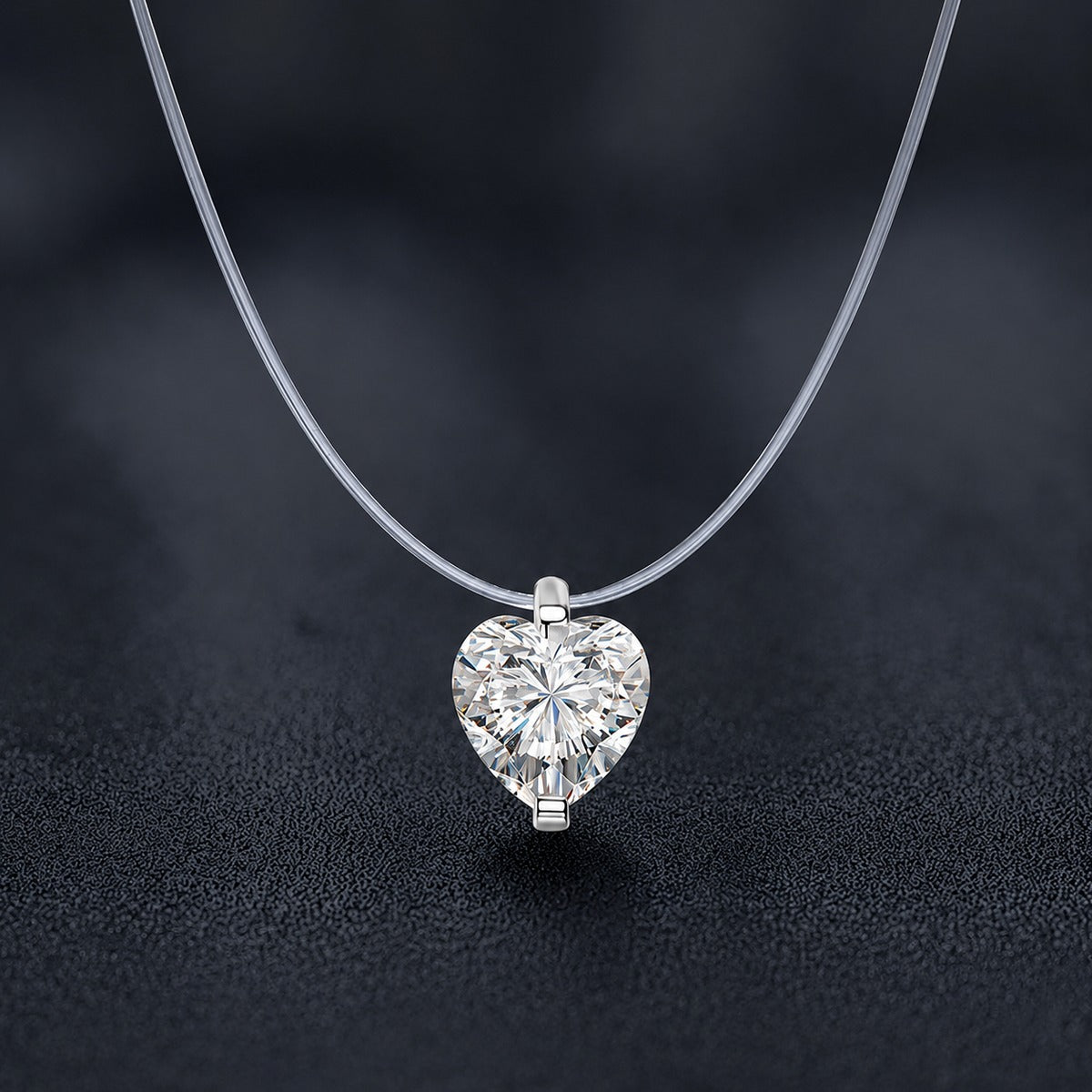Heart Cut Moissanite Illusion Necklace in Gold-Plated S925 sterling silver close-up styled product scene showing pendant setting