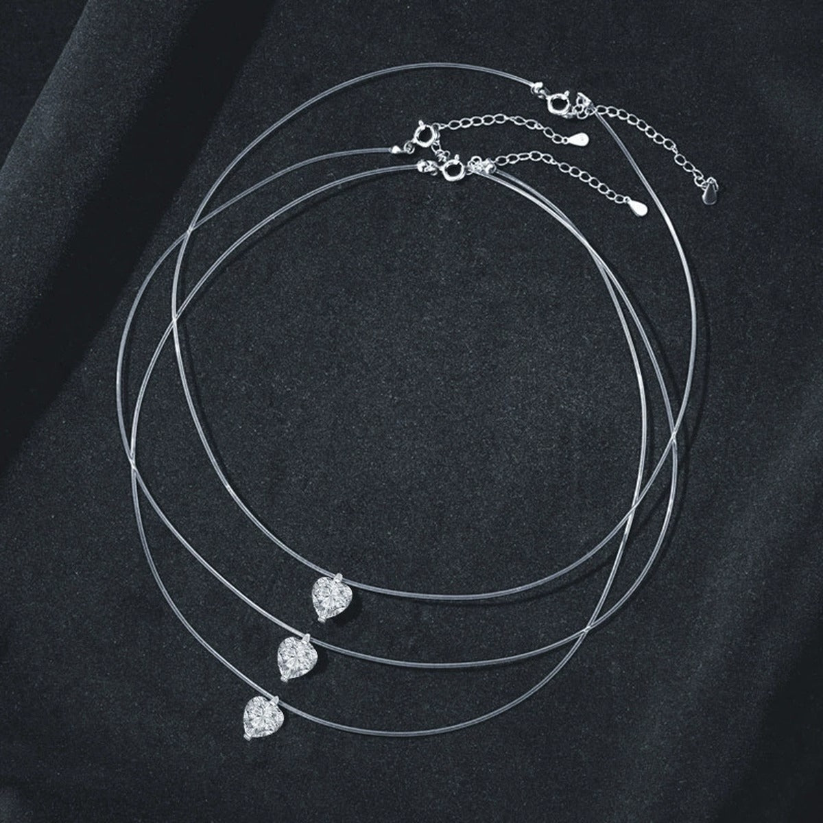 Heart Cut Moissanite Illusion Necklace in Gold-Plated S925 sterling silver angled product detail view