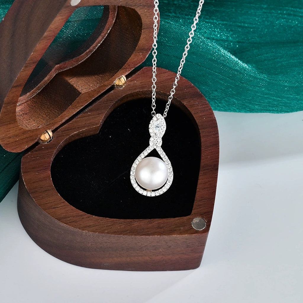 Teardrop Pearl Marquise Moissanite Necklace with CZ in Gold-Plated S925 sterling silver additional product styling view
