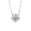 Floral Halo Round Moissanite Necklace with CZ in Gold-Plated S925 sterling silver alternate metal color white background product view showing a round center stone framed by a petal-like floral halo