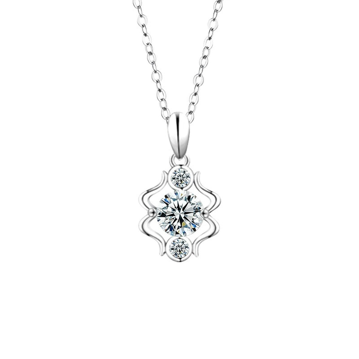 Zodiac Round Moissanite Necklace in Gold-Plated S925 sterling silver white background product photo showing zodiac pendant series with a 1 ct round moissanite center