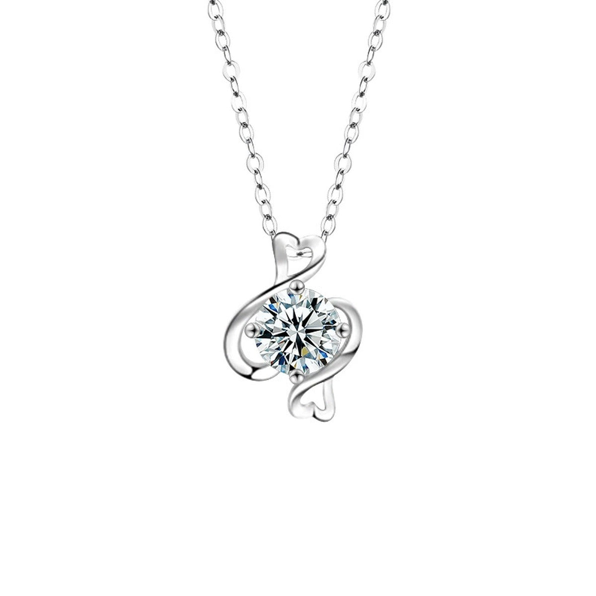 Zodiac Round Moissanite Necklace in Gold-Plated S925 sterling silver white background product photo showing zodiac pendant series with a 1 ct round moissanite center