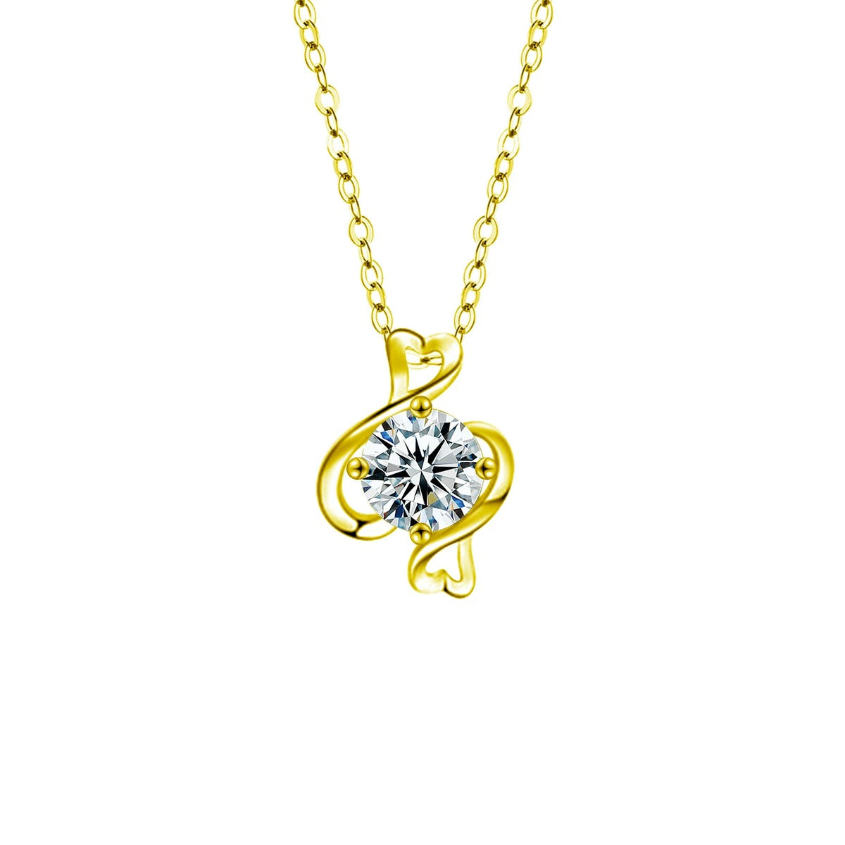 Zodiac Round Moissanite Necklace in Gold-Plated S925 sterling silver additional product styling view showing chain and pendant