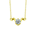Zodiac Round Moissanite Necklace in Gold-Plated S925 sterling silver additional product styling view showing chain and pendant