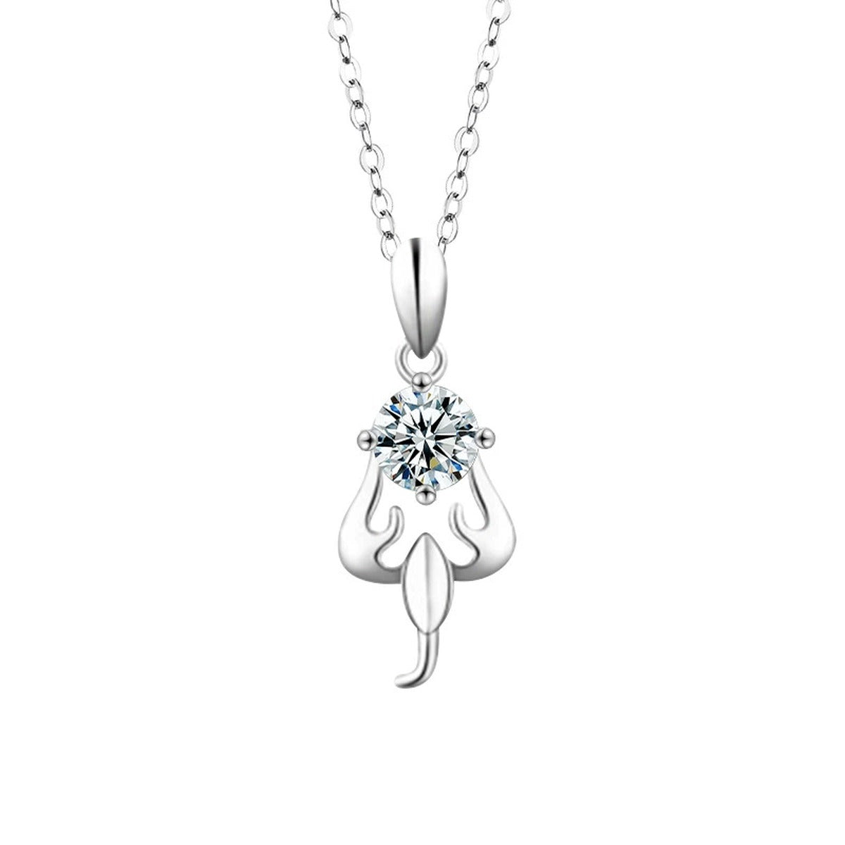 Zodiac Round Moissanite Necklace in Gold-Plated S925 sterling silver white background product photo showing zodiac pendant series with a 1 ct round moissanite center