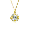 Heart Circle Round Moissanite Necklace with CZ in Gold-Plated S925 sterling silver white background front product view showing round moissanite nested within a heart and circular CZ frame