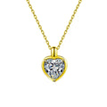 Heart Cut Moissanite Solitaire Necklace in Gold-Plated S925 sterling silver white background front product view showing heart-cut moissanite solitaire held in a softly framed pendant setting