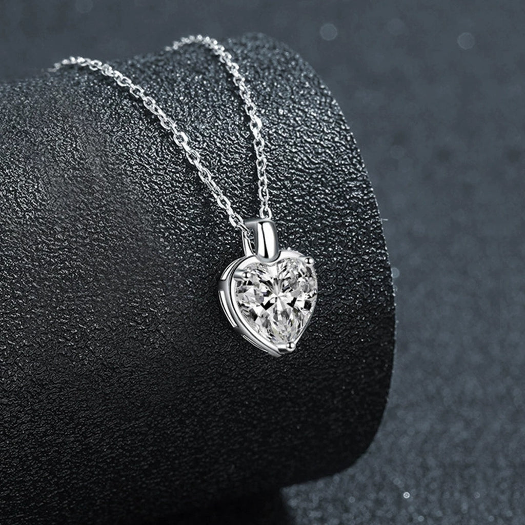 Heart Cut Moissanite Solitaire Necklace in Gold-Plated S925 sterling silver close-up styled product scene showing pendant setting