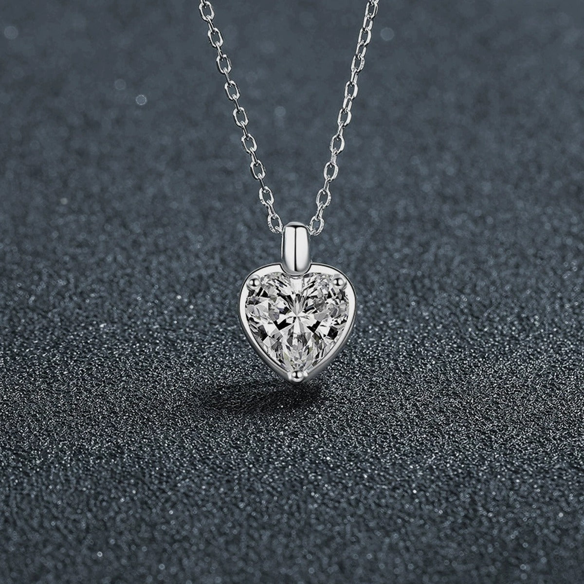 Heart Cut Moissanite Solitaire Necklace in Gold-Plated S925 sterling silver angled product detail view
