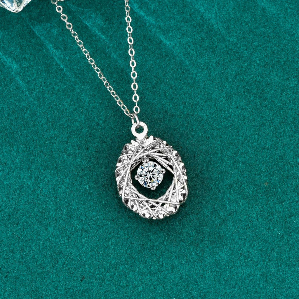Oval Nest Dancing Round Moissanite Necklace in Gold-Plated S925 sterling silver additional product styling view