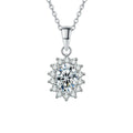 Oval Cut Moissanite Halo Necklace with CZ in Gold-Plated S925 sterling silver alternate metal color white background product view showing an oval moissanite surrounded by a delicate CZ halo