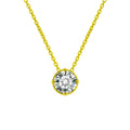 Four-Prong Round Moissanite Solitaire Necklace in Gold-Plated S925 sterling silver white background front product view showing classic four-prong round moissanite solitaire pendant