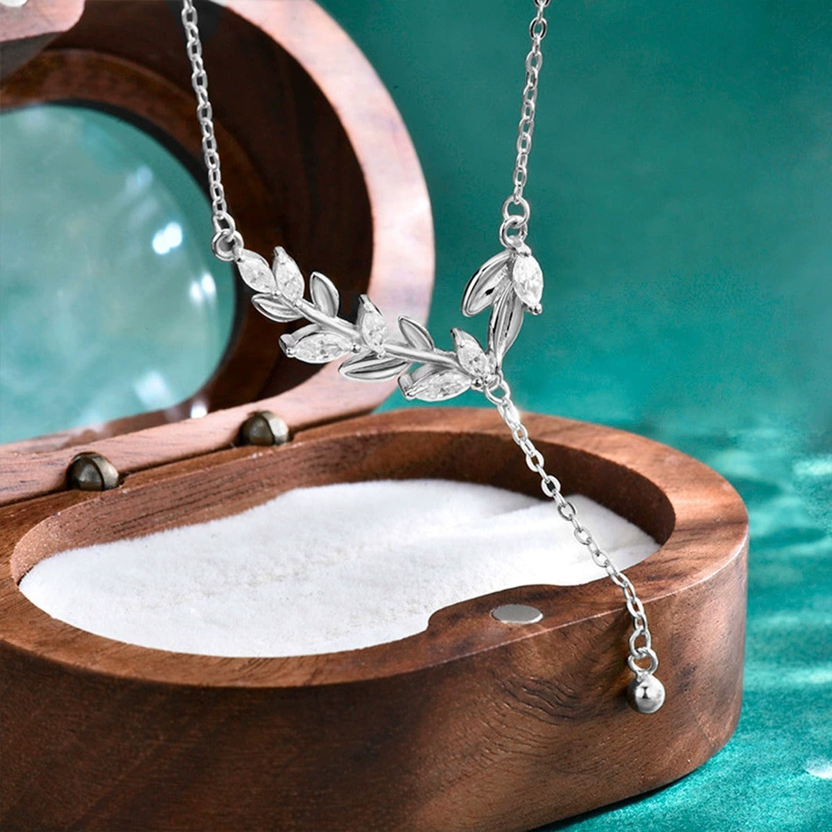 Wheat Marquise Moissanite Y-Necklace in Gold-Plated S925 sterling silver additional product styling view