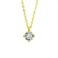 Four-Prong Round Moissanite Pendant Necklace in Gold-Plated S925 sterling silver white background front product view showing minimal round moissanite pendant secured in a four-prong setting