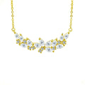Vine Marquise and Round Moissanite Collar Necklace in Gold-Plated S925 sterling silver white background front product view showing sweeping vine collar set with marquise and round moissanite leaves