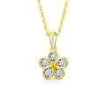 Five-Petal Flower Round Moissanite Necklace in Gold-Plated S925 sterling silver white background front product view showing five-petal flower formed by bezel-framed round moissanite stones