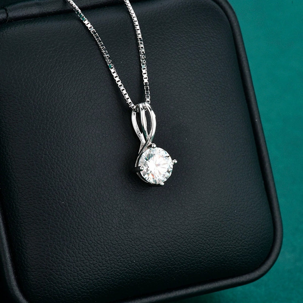 Infinity Bail Round Moissanite Solitaire Necklace in Gold-Plated S925 sterling silver additional product styling view