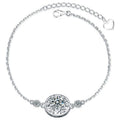 Six-Point Star Round Moissanite Adjustable Bracelet with CZ in White Gold-Plated S925 Sterling Silver on a white background showing the complete bracelet silhouette, center motif, and setting
