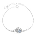Fish Round Moissanite Adjustable Bracelet with CZ in White Gold-Plated S925 Sterling Silver on a white background showing the complete bracelet silhouette, center motif, and setting