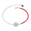 Dragon Round Moissanite Cord Bracelet with CZ in White Gold-Plated S925 sterling silver white background product photo showing bracelet shape and moissanite setting