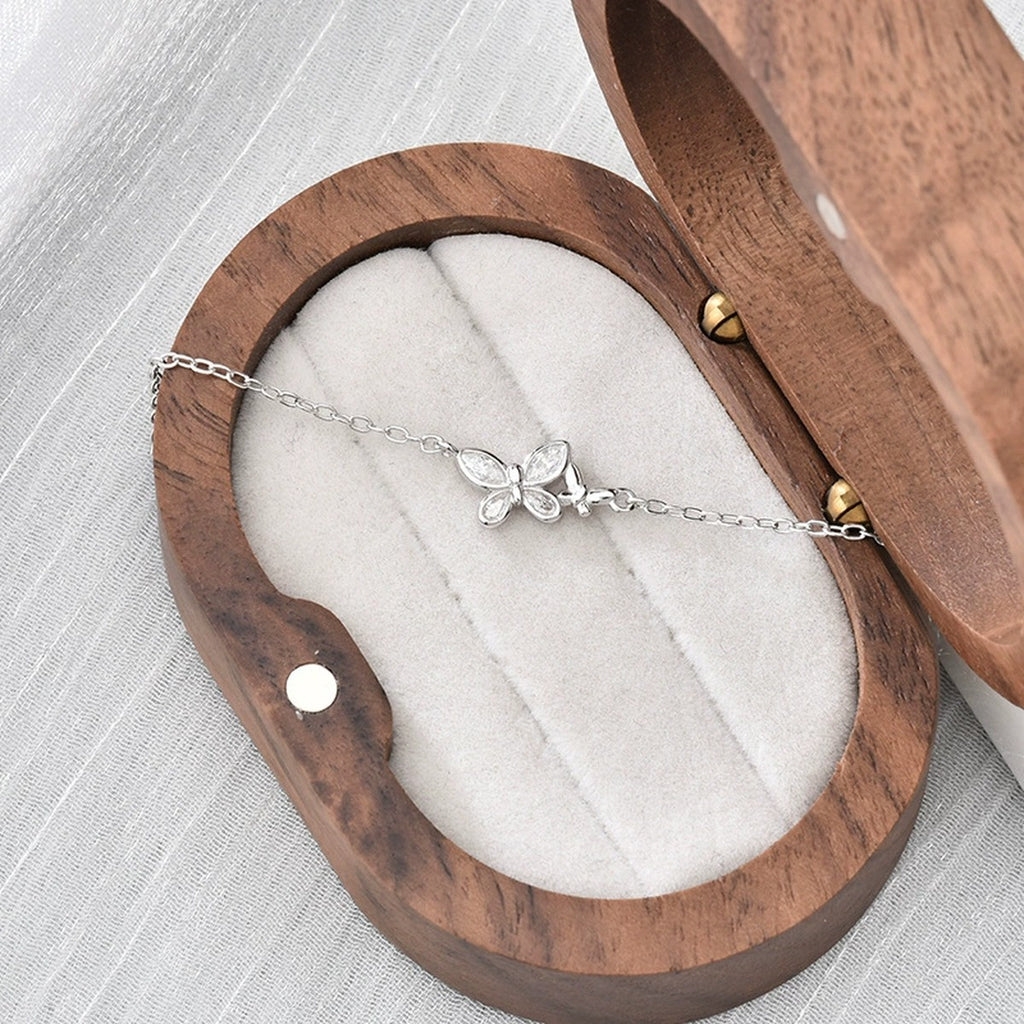 Butterfly Mixed-Cut Moissanite Charm Bracelet in Gold-Plated S925 sterling silver additional product photo showing finish and setting