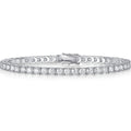 Round Moissanite Tennis Bracelet in White Gold-Plated S925 sterling silver white background product photo showing bracelet shape and moissanite setting