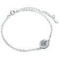 Round Halo Moissanite Adjustable Bracelet in White Gold-Plated S925 Sterling Silver on a white background showing the complete bracelet silhouette, center motif, and setting