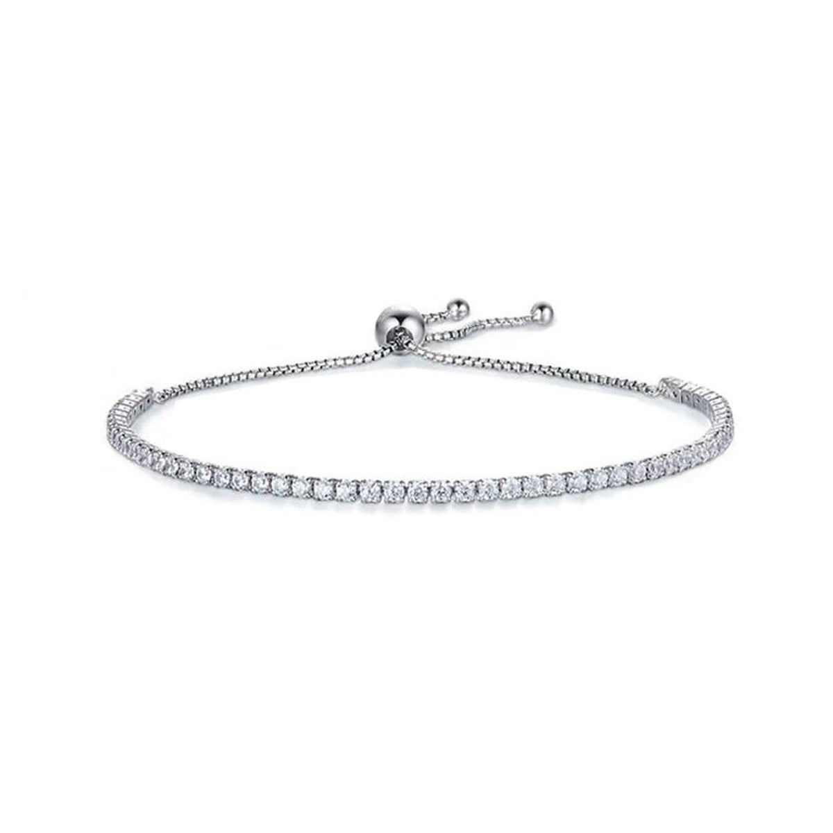 Round Moissanite Bolo Tennis Bracelet in Gold-Plated S925 Sterling Silver product detail view showing the moissanite setting, chain, and polished finish