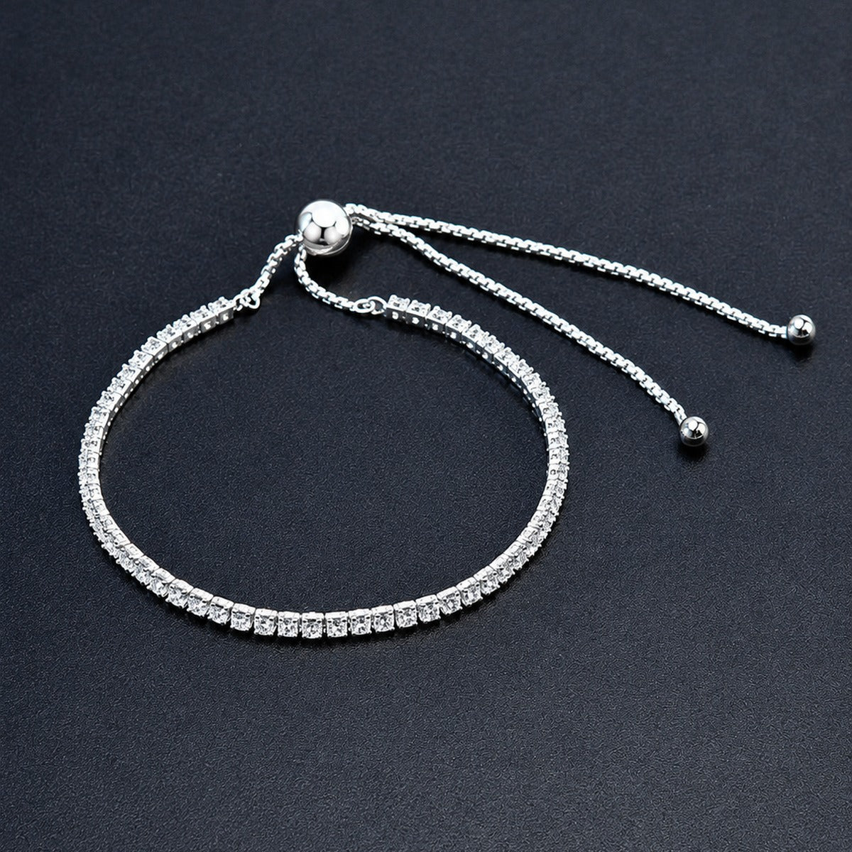 Round Moissanite Bolo Tennis Bracelet in Gold-Plated S925 Sterling Silver product detail view showing the moissanite setting, chain, and polished finish