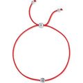Round Moissanite Beaded Cord Bracelet in White Gold-Plated S925 sterling silver white background product photo showing bracelet shape and moissanite setting