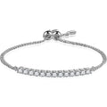 Round Moissanite Bolo Tennis Bracelet in White Gold-Plated S925 sterling silver white background product photo showing bracelet shape and moissanite setting