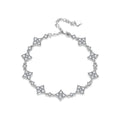 Clover Round Moissanite Charm Bracelet with CZ in Gold-Plated S925 sterling silver angled product display showing bracelet silhouette