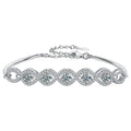 Five-Stone Round Moissanite Bangle Bracelet with CZ in White Gold-Plated S925 sterling silver white background product photo showing bracelet shape and moissanite setting