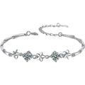 Pinwheel Round Moissanite Bracelet in White Gold-Plated S925 sterling silver white background product photo showing bracelet shape and moissanite setting