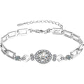 Oval-Cut Moissanite Geometric Bracelet with CZ in White Gold-Plated S925 sterling silver white background product photo showing bracelet shape and moissanite setting