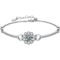 Sunflower Round Moissanite Bracelet with CZ in White Gold-Plated S925 sterling silver white background product photo showing bracelet shape and moissanite setting