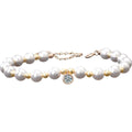 Round Moissanite Beaded Bracelet in Yellow Gold-Plated S925 sterling silver white background product photo showing bracelet shape and moissanite setting