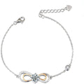 Galaxy Infinity Round Moissanite Bracelet with CZ in White Gold-Plated S925 sterling silver white background product photo showing bracelet shape and moissanite setting