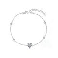 Heart-Cut Moissanite Charm Bracelet with CZ in Gold-Plated S925 sterling silver styled product scene showing stone sparkle and chain detail