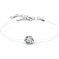 Round Moissanite Invisible Chain Bracelet in White Gold-Plated S925 sterling silver white background product photo showing bracelet shape and moissanite setting