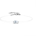 Pear-Cut Moissanite Invisible Chain Bracelet in White Gold-Plated S925 sterling silver white background product photo showing bracelet shape and moissanite setting