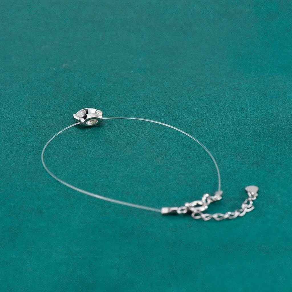 Oval-Cut Moissanite Invisible Chain Bracelet in White Gold-Plated S925 sterling silver additional product photo showing finish and setting