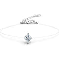 Princess-Cut Moissanite Invisible Chain Bracelet in White Gold-Plated S925 sterling silver white background product photo showing bracelet shape and moissanite setting