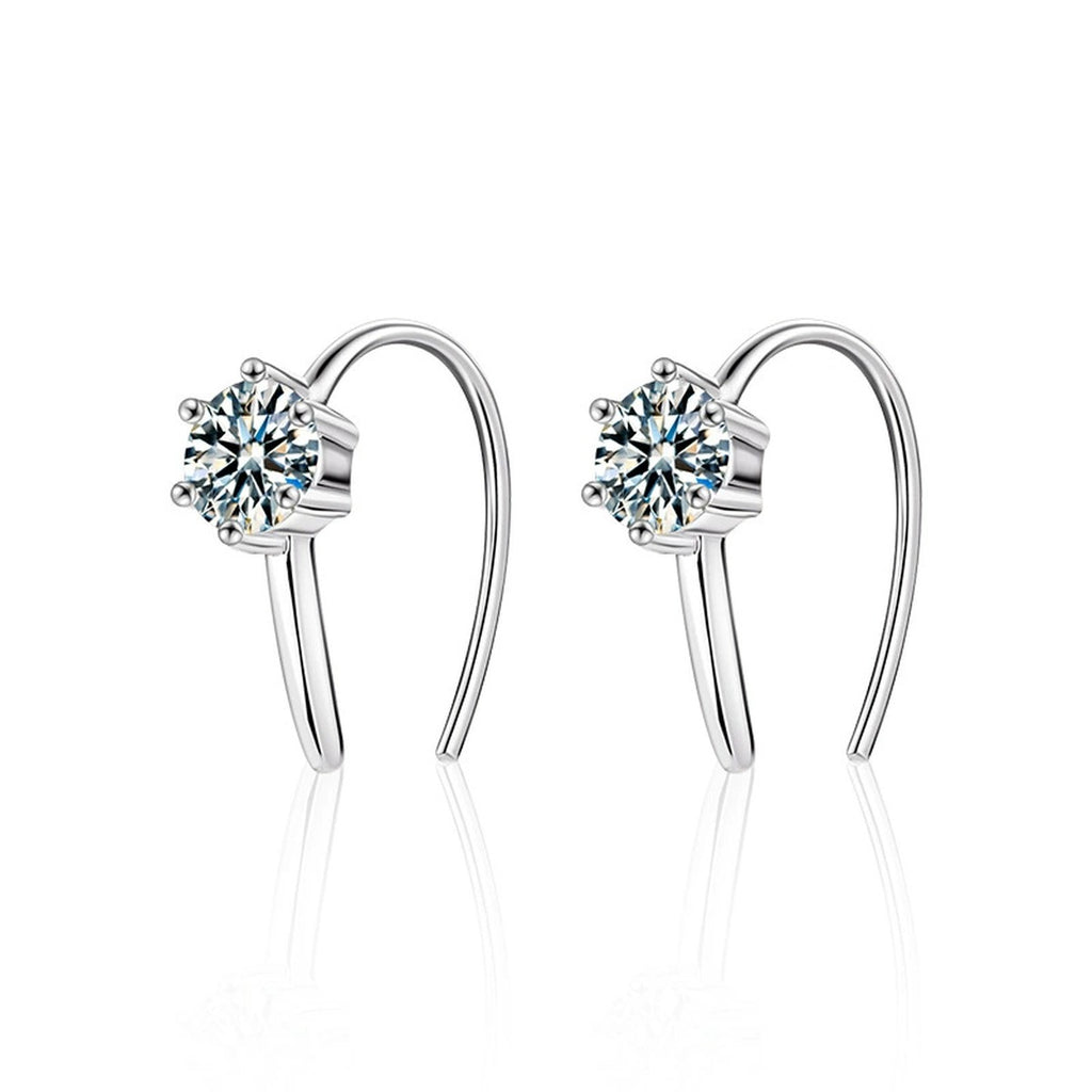 Round Moissanite Hook Earrings in Gold-Plated S925 sterling silver product scene view showing front sparkle
