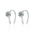 Round Moissanite Hook Earrings in Gold-Plated S925 sterling silver product scene view showing front sparkle