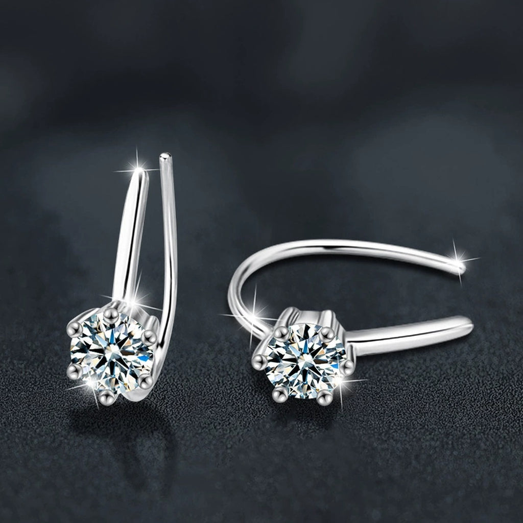 Round Moissanite Hook Earrings in Gold-Plated S925 sterling silver product scene view showing pair comparison
