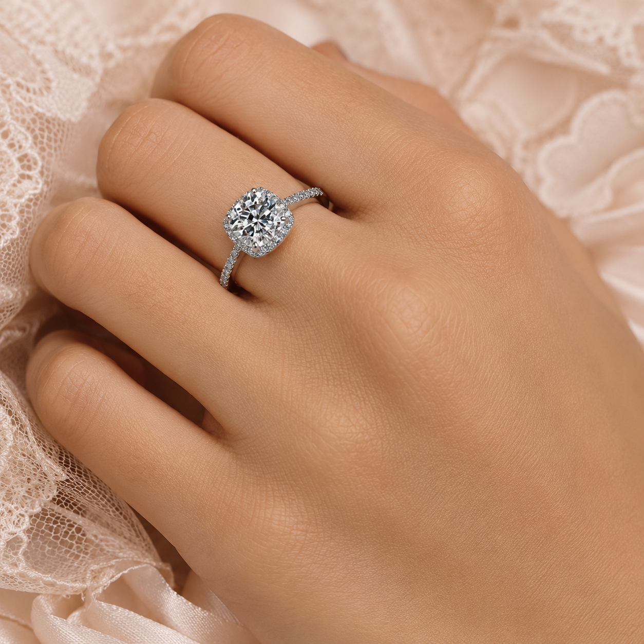 Halo moissanite engagement rings by CelinieJourney